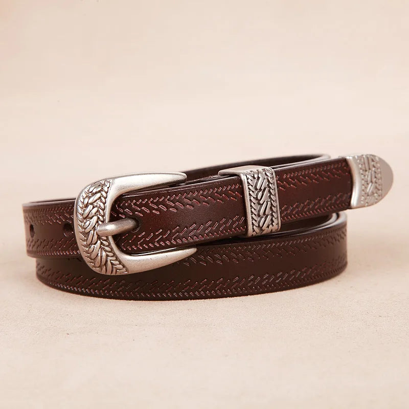 Lorena Slim Leather Belt