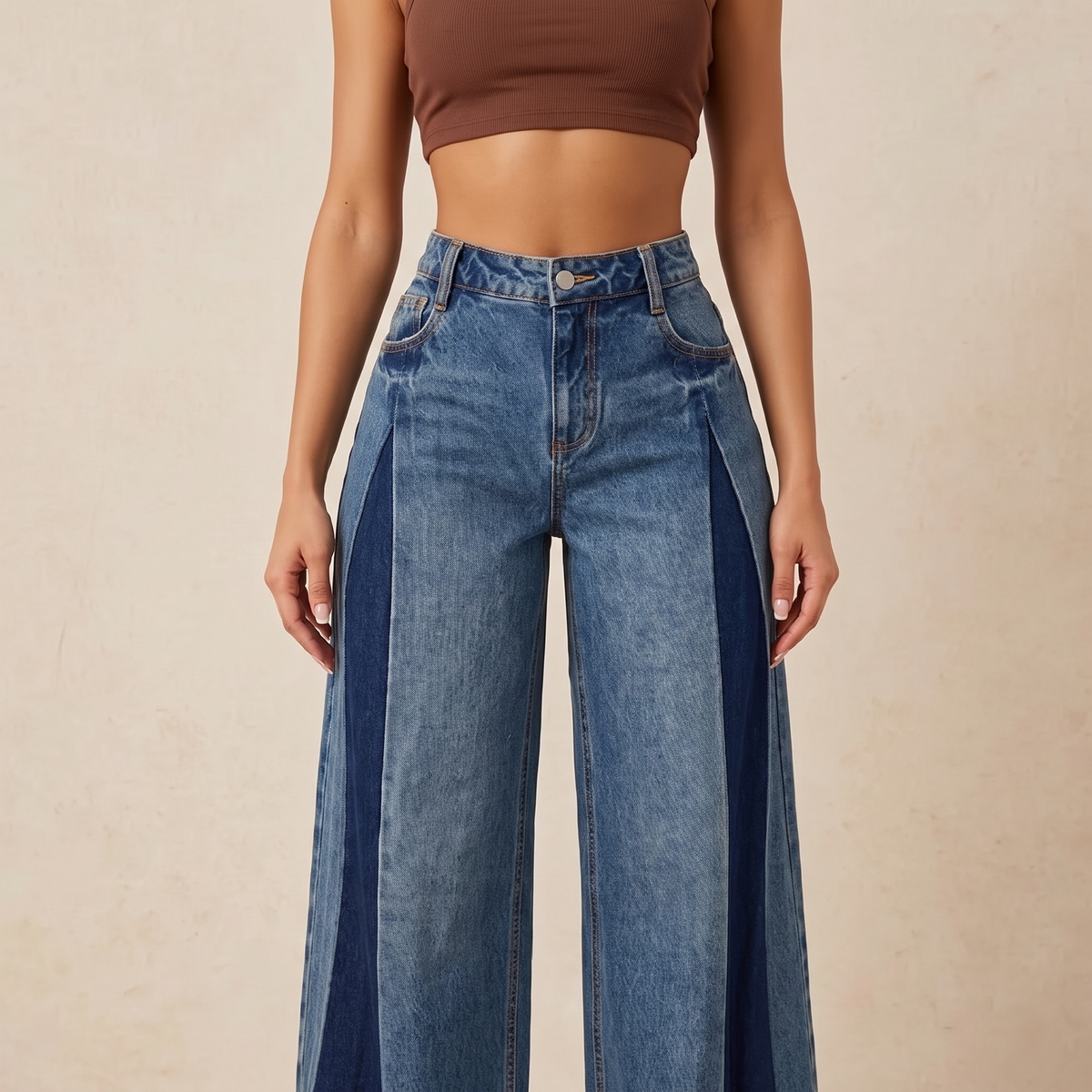 Giada Two-Tone Flare Jeans