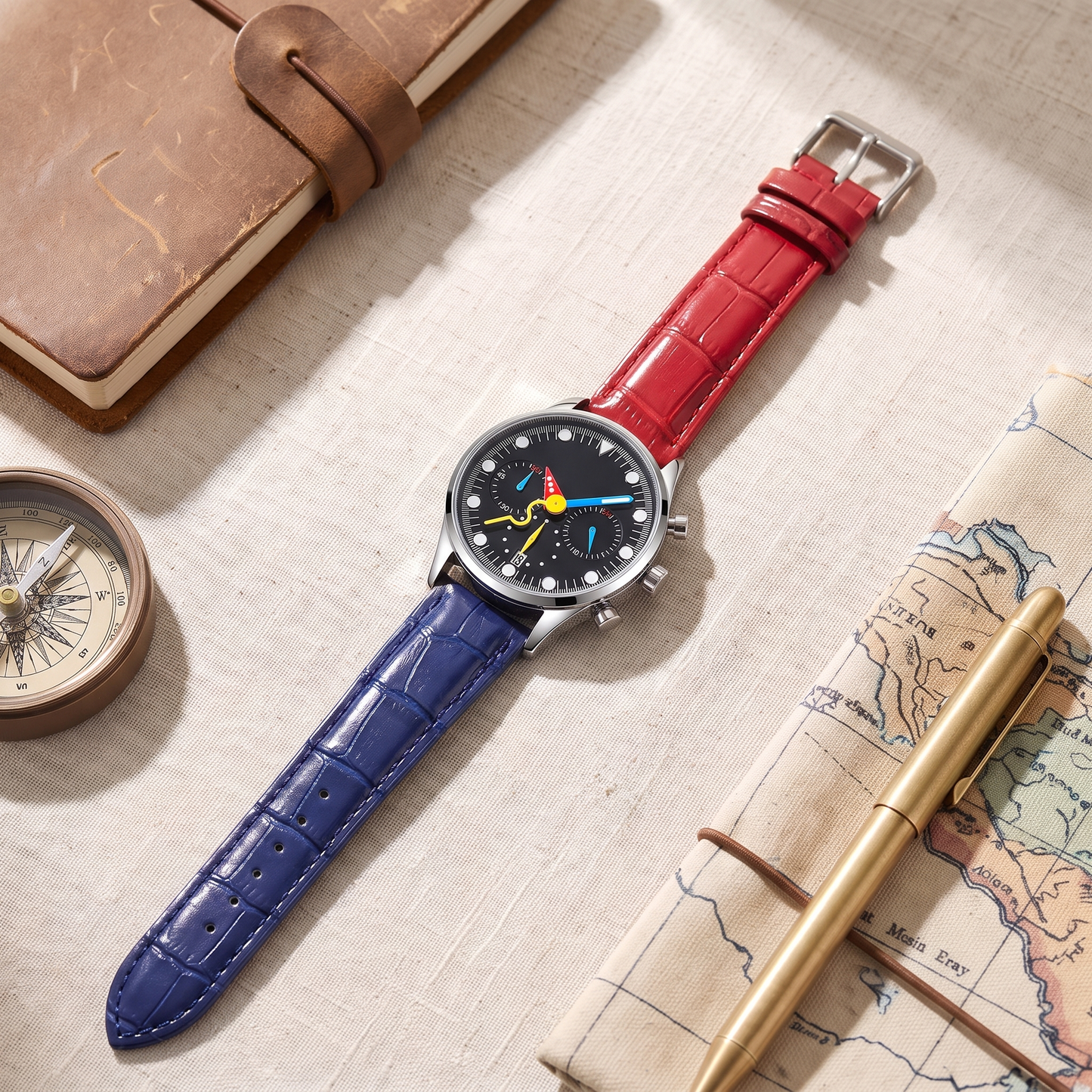 Prism-Dual-Strap-Chrono-Watch Black — flatlay 2
