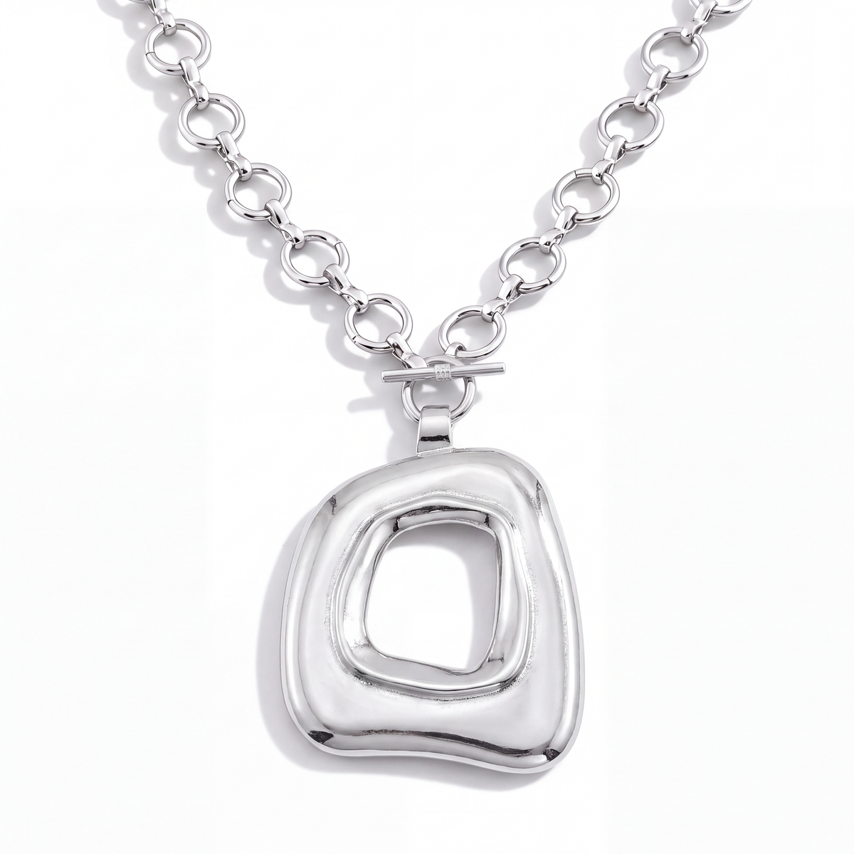 Sunburst Necklace Open Square Silver — packshot