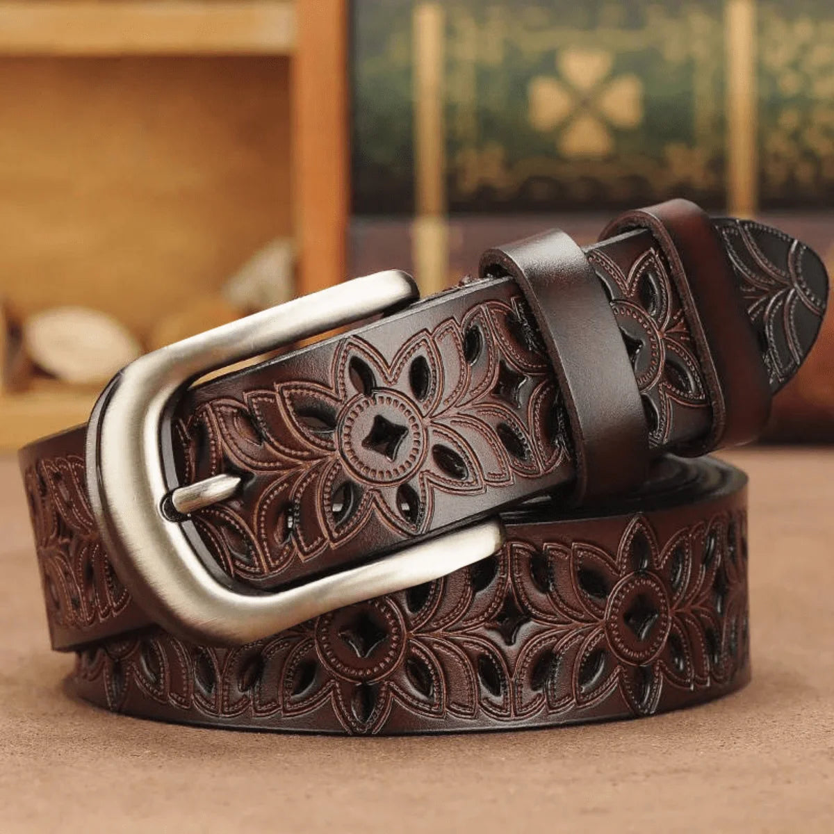 Everett Floral Leather Belt