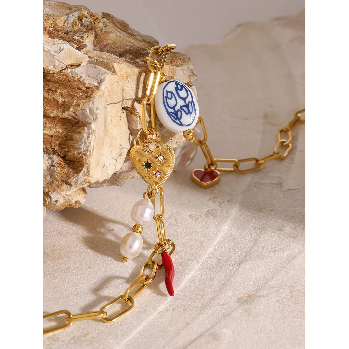 Cosima charm choker on stone