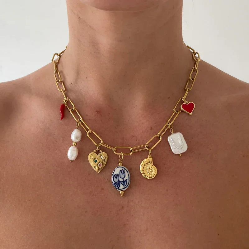 Cosima charm choker on model