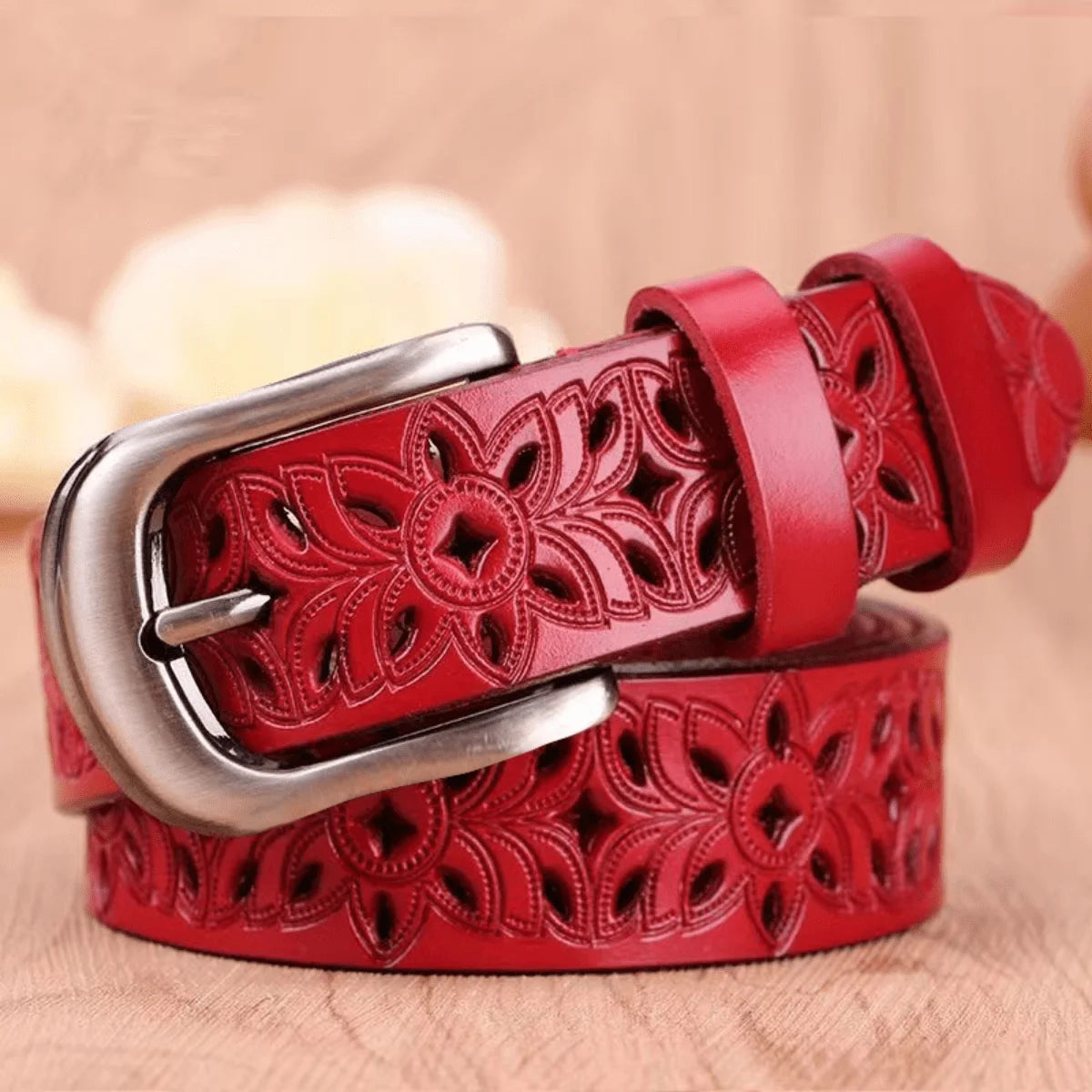 Everett Floral Leather Belt