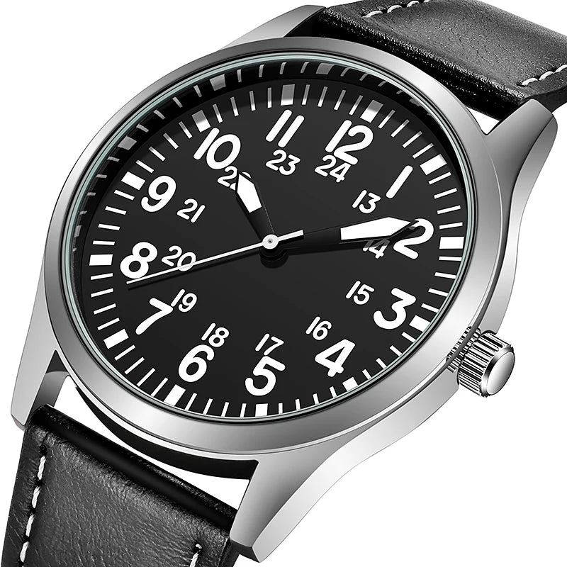 Corbin Pilot Watch in Silver, angled view