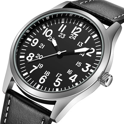 Corbin Pilot Watch in Silver, angled view