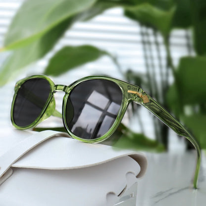 Ellery Retro Round Sunglasses - Crystal Green / Smoke