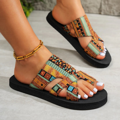 Tangier sandal in amber, styled full frame