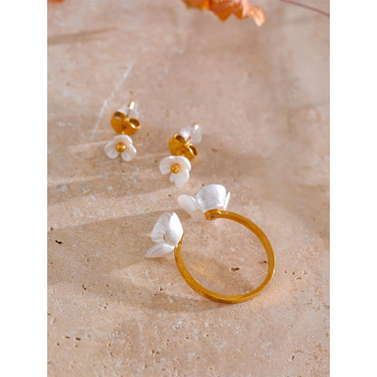 Rhea Blossom open flower ring and matching studs