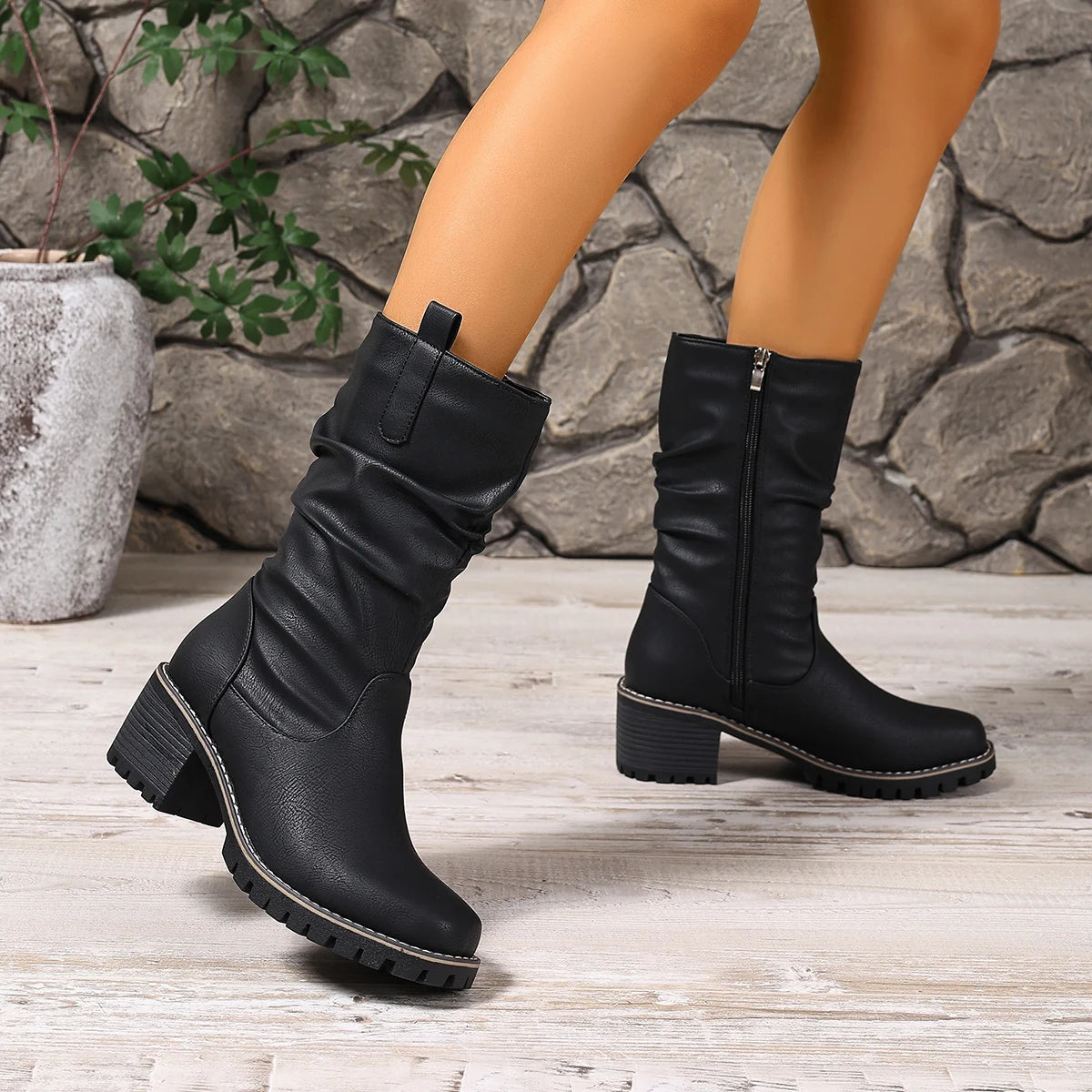 SOREN LEATHER MID-CALF BOOTS