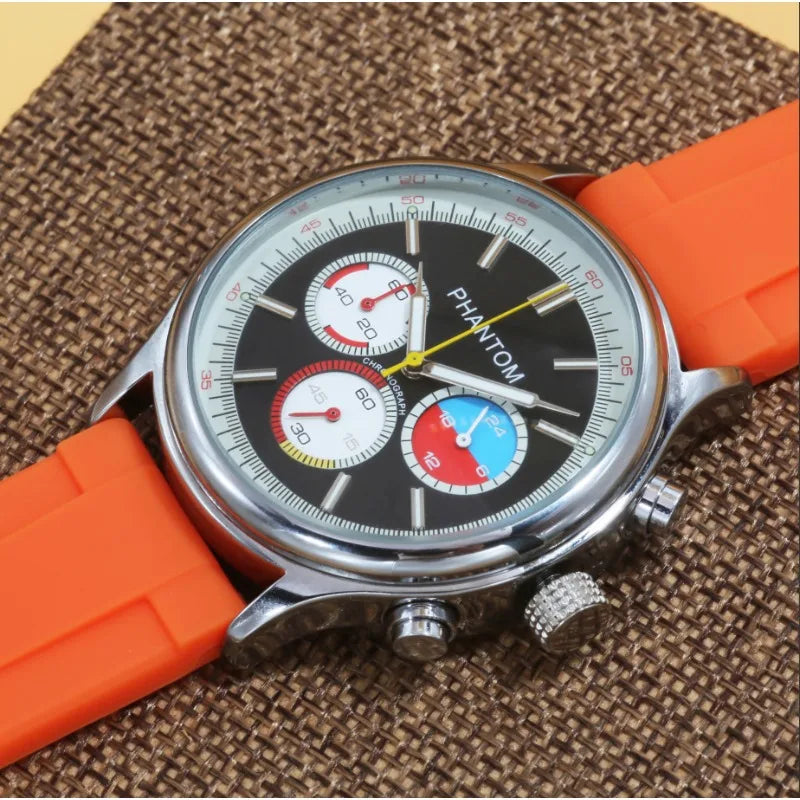 Corsa Racing Chronograph Watch resting on a woven textured surface