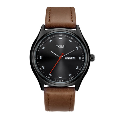 Emerson Minimalist Calendar Watch in Black / Brown
