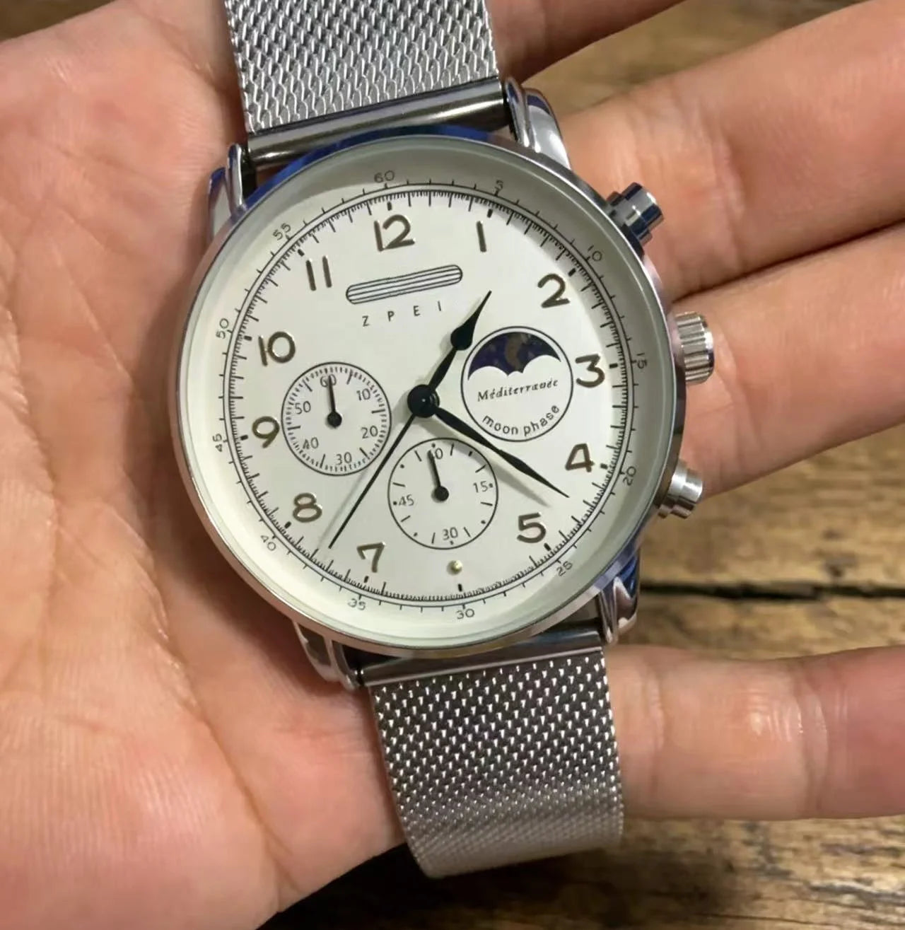 Pierce Moonphase Leather Watch