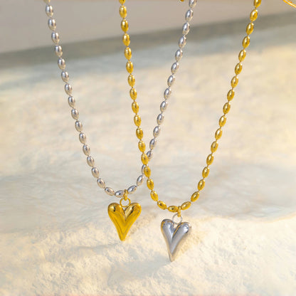 Valentina heart pendant bead-chain necklaces, styled lifestyle
