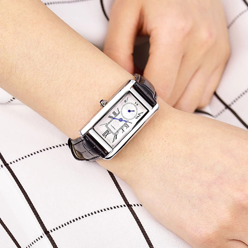 Marlow Rectangular Leather Watch