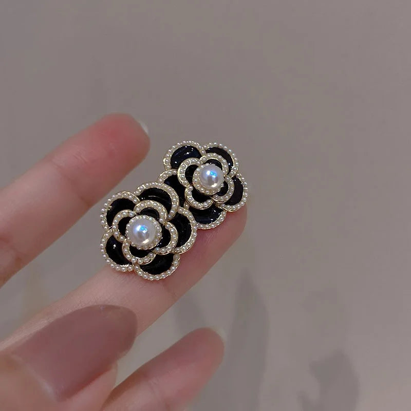 Pearl Camellia double flower studs