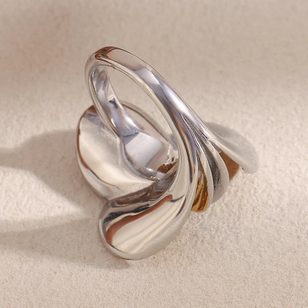 Flora Petal Cocktail Ring in silver and 18k gold PVD, back profile view