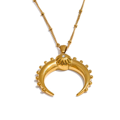 Celeste Moon Pendant Necklace in gold, full pendant and chain