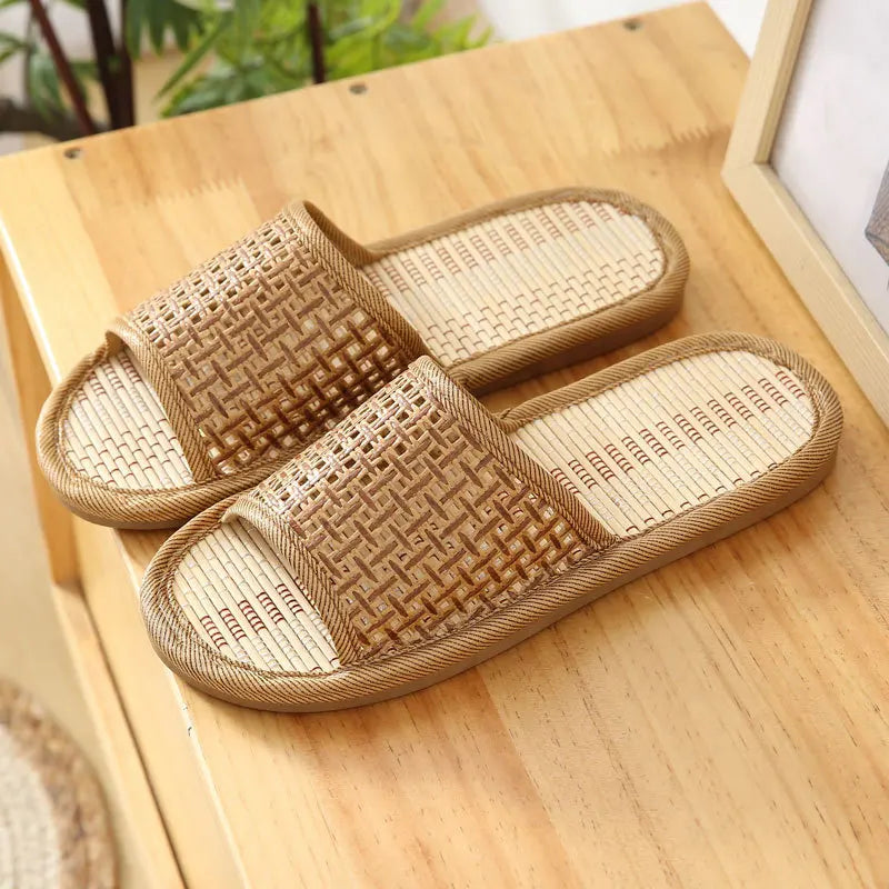 Palma natural bamboo woven slides