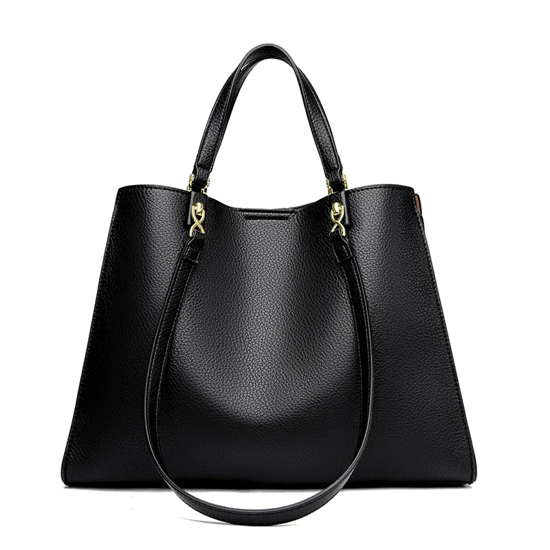 Delphine vegan leather tote in Black