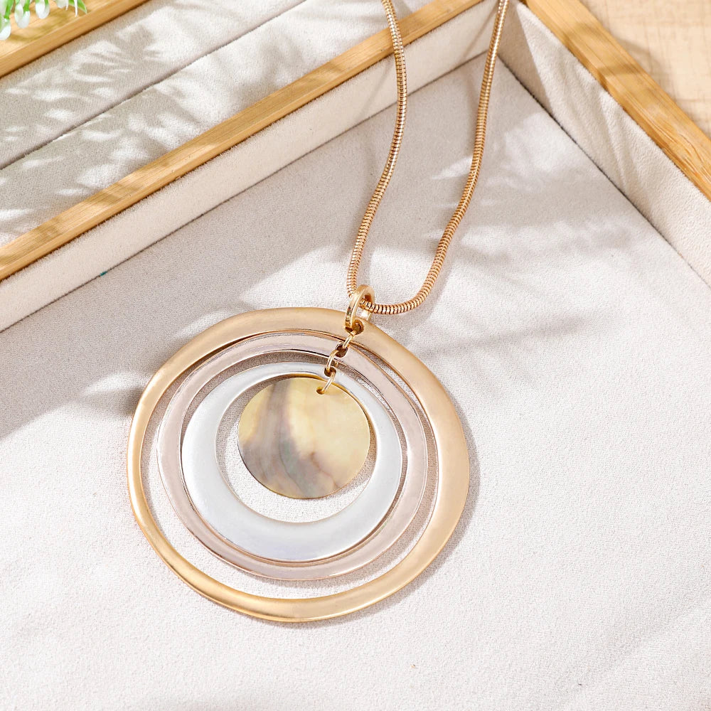 Linnea Layered Disc Necklace pendant detail