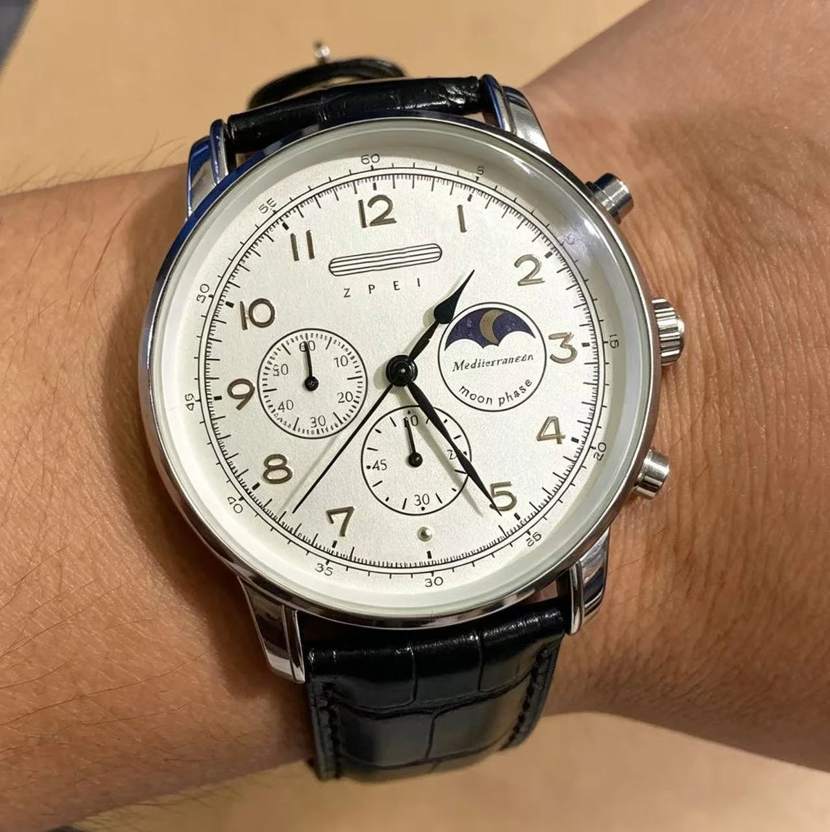 Pierce Moonphase Leather Watch