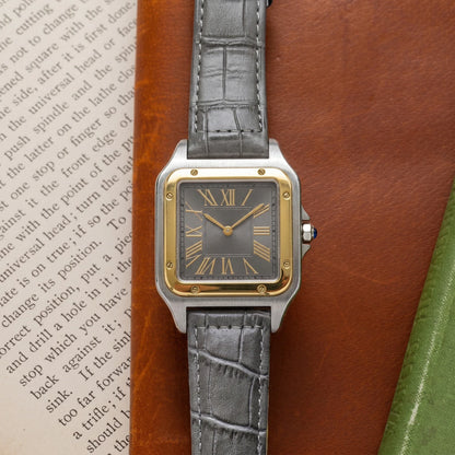 Ellis Two-Tone Grey Croc Watch styled flat lay