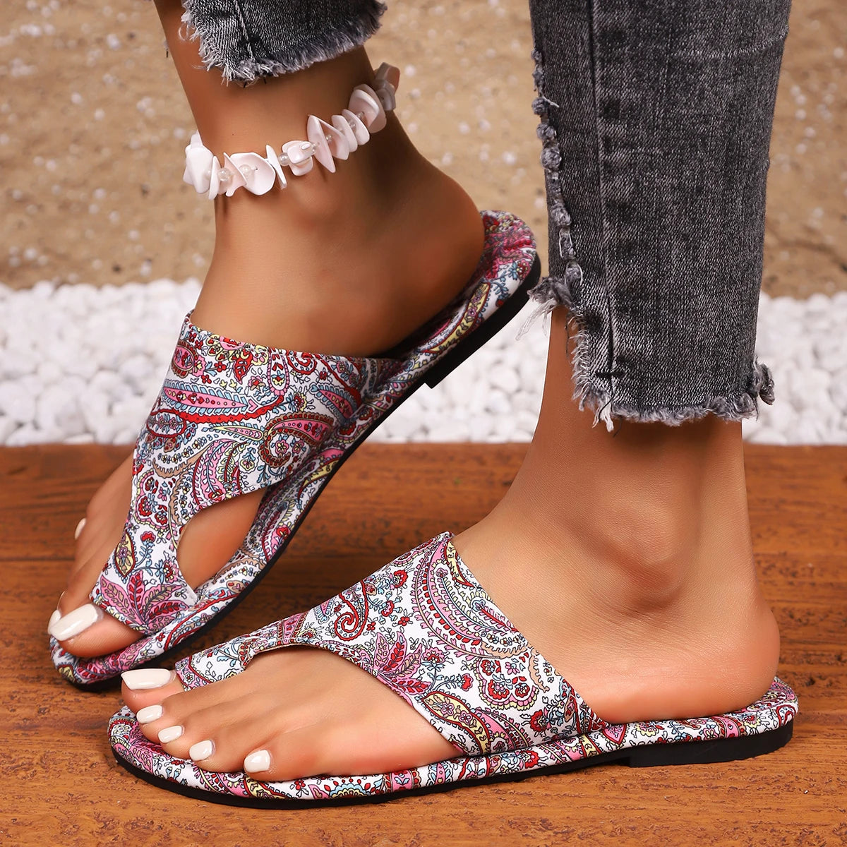Marrakesh paisley toe-ring thong sandal