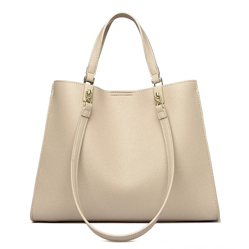 Delphine vegan leather tote in Beige