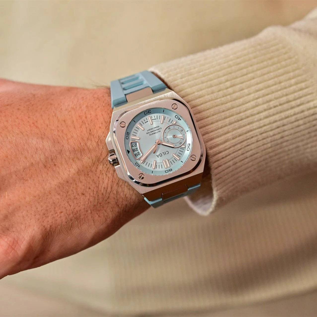 Crosby Blue Silicone on-wrist