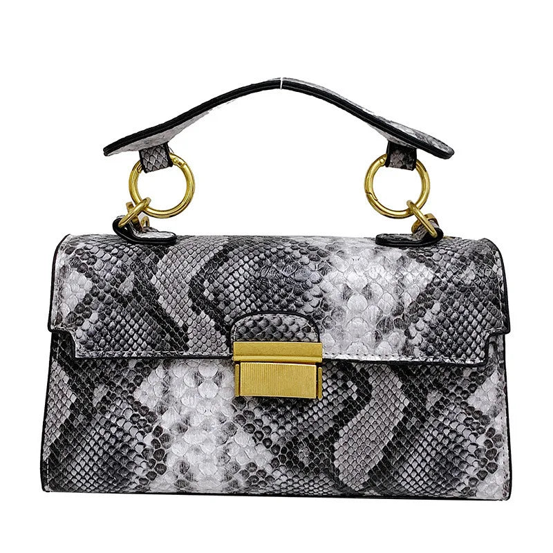 Serra snake-print vegan leather bag in black