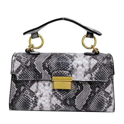Serra snake-print vegan leather bag in black