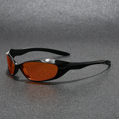 Axel Sport Wrap Sunglasses in Black Amber