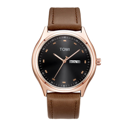 Emerson Minimalist Calendar Watch in Rose Gold / Brown