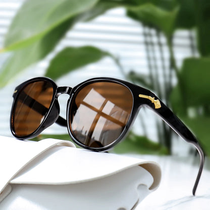 Ellery Retro Round Sunglasses - Black / Brown