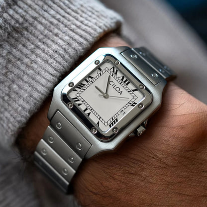 Ellis Steel Bracelet Square Watch worn on the wrist