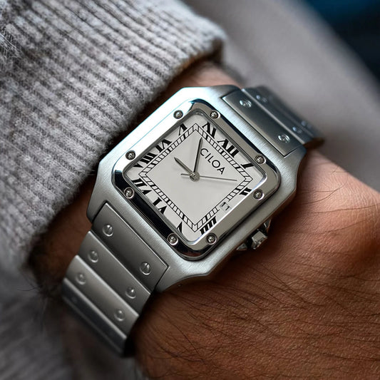 Ellis Steel Bracelet Square Watch worn on the wrist