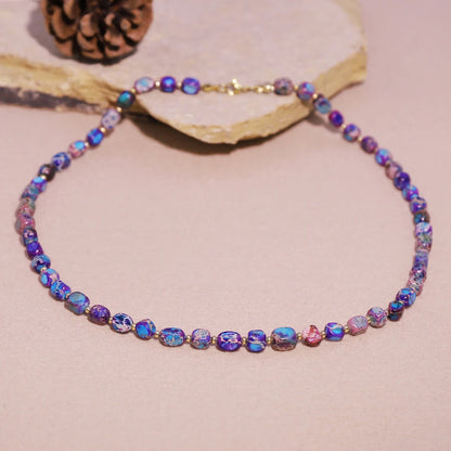 Aria Stone Beaded Necklace in Purple Blue