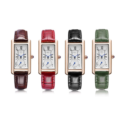 Marlow Rectangular Leather Watch