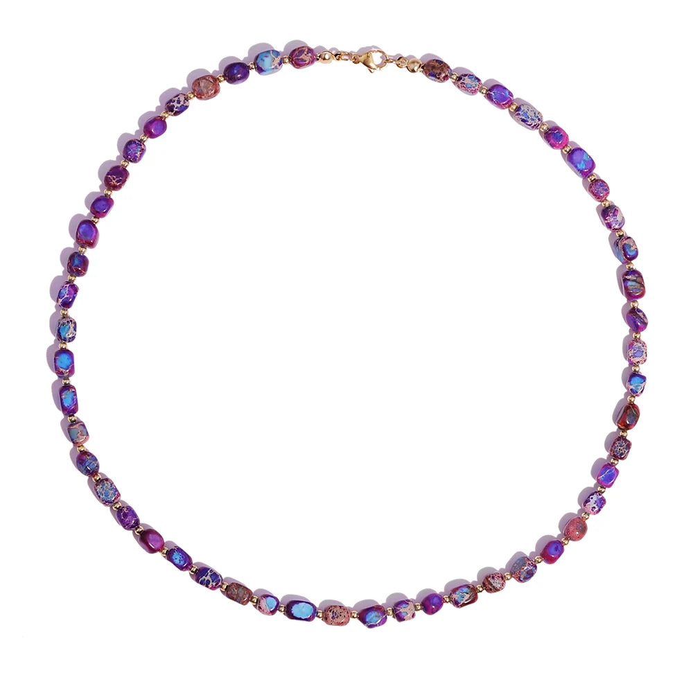 Aria Stone Beaded Necklace in Purple Blue