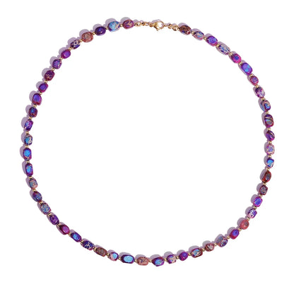 Aria Stone Beaded Necklace in Purple Blue