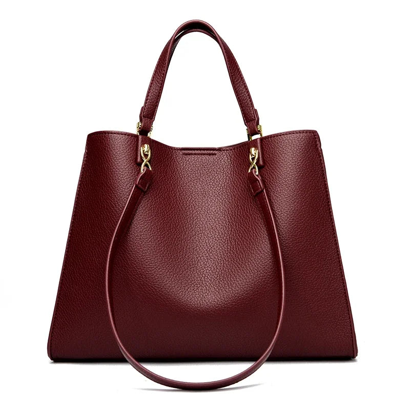 Delphine vegan leather tote in Dark Red