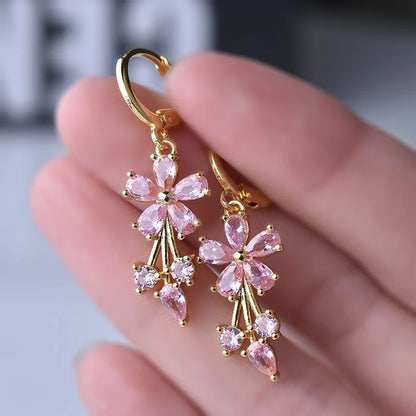 Marguerite floral drop earrings in Rose Pink