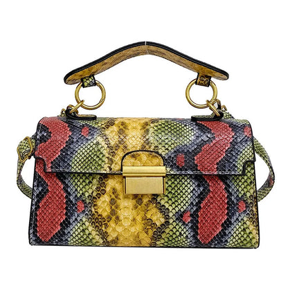 Serra snake-print vegan leather bag in yellow