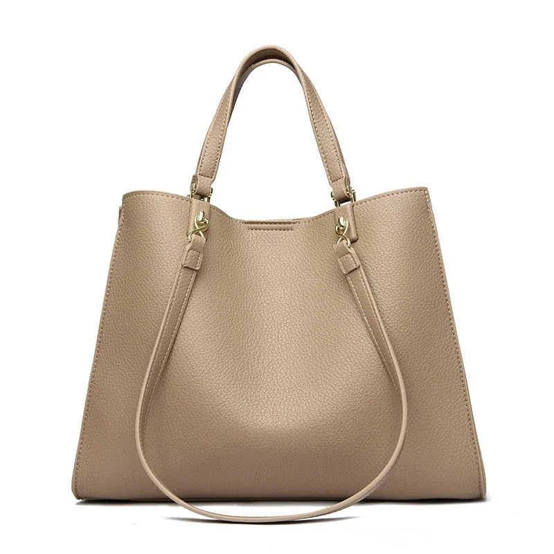 Delphine vegan leather tote in Khaki