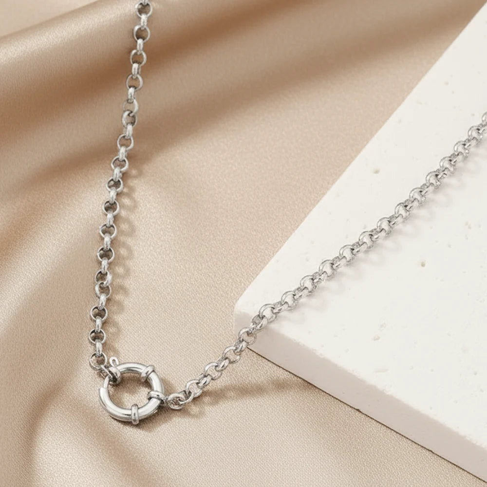 Rhodes silver chain necklace styled lifestyle