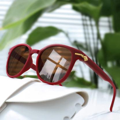 Ellery Retro Round Sunglasses - Red / Brown
