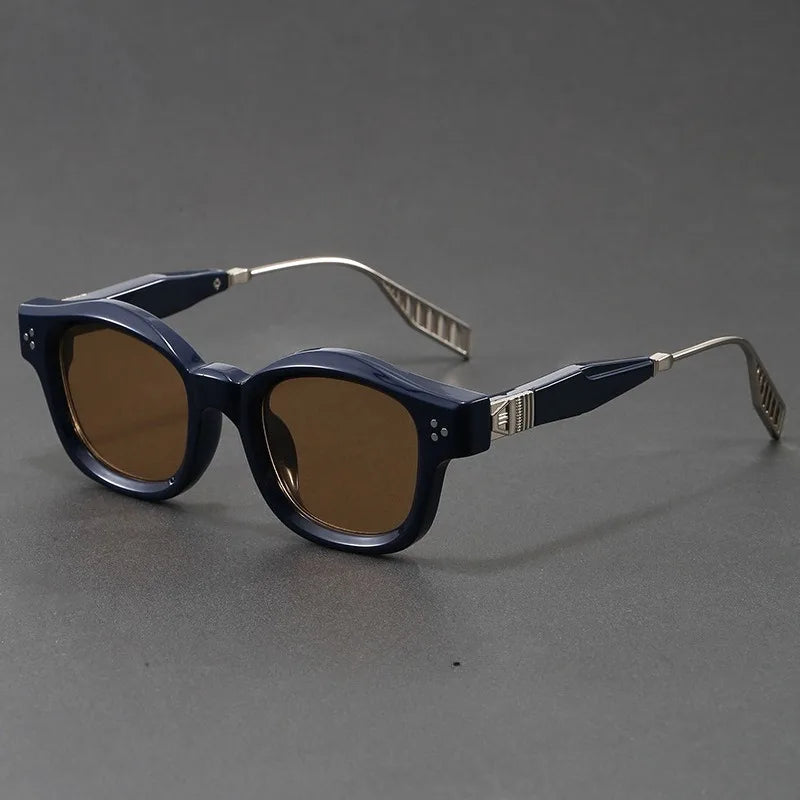 Dante retro square sunglasses in Navy