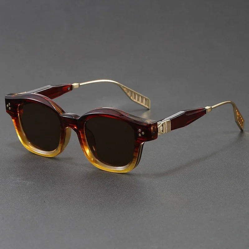 Dante retro square sunglasses in Amber