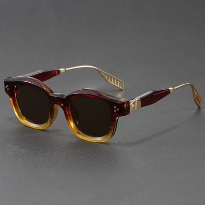 Dante retro square sunglasses in Amber